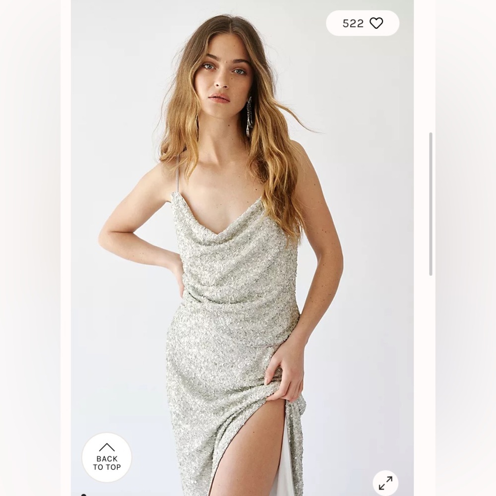 SAYLOR X James Noni Silver Sequin Cowl Top skirt dress set XS